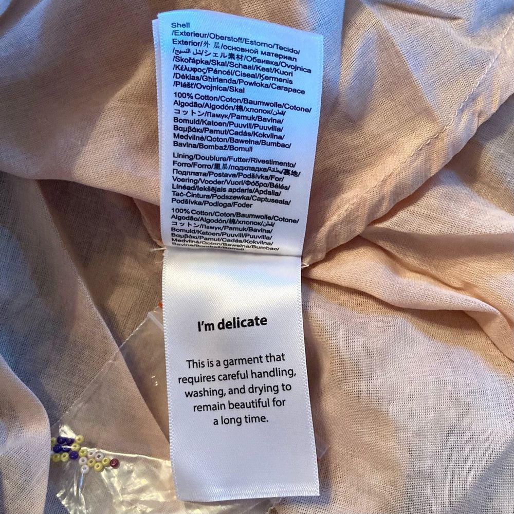 NEW FARM Rio Beauty Bouquet Pink Puff Sleeve Mini Dress Floral Button Size L - Picture 15 of 16